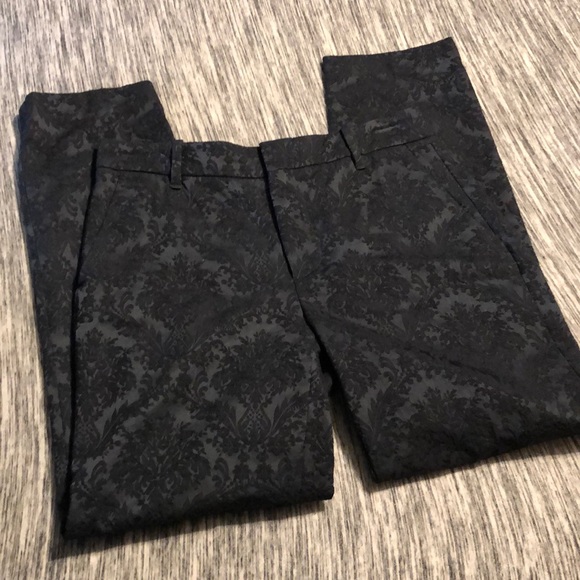 Zara Pants - Zara Black Embossed Floral Pants